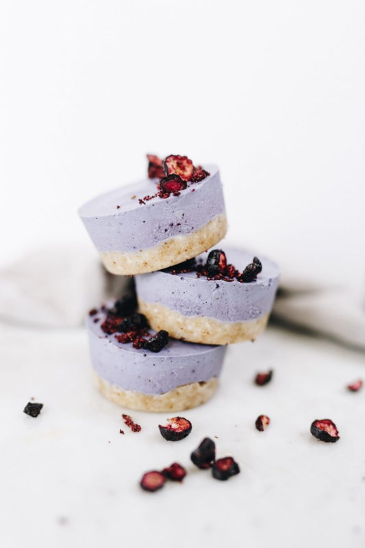 Mini Raw Blueberry Cheesecakes