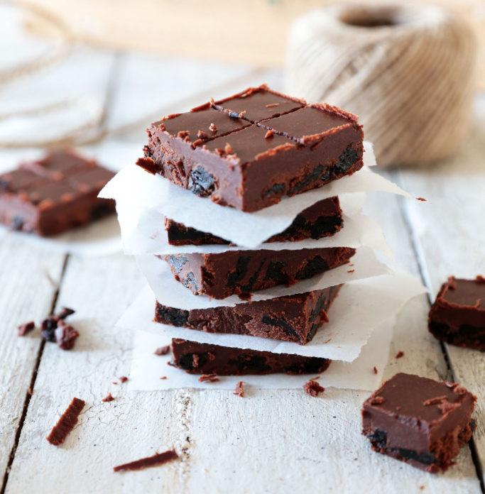 Raw Chocolate Fudge with Sour Cherries & Vanilla
