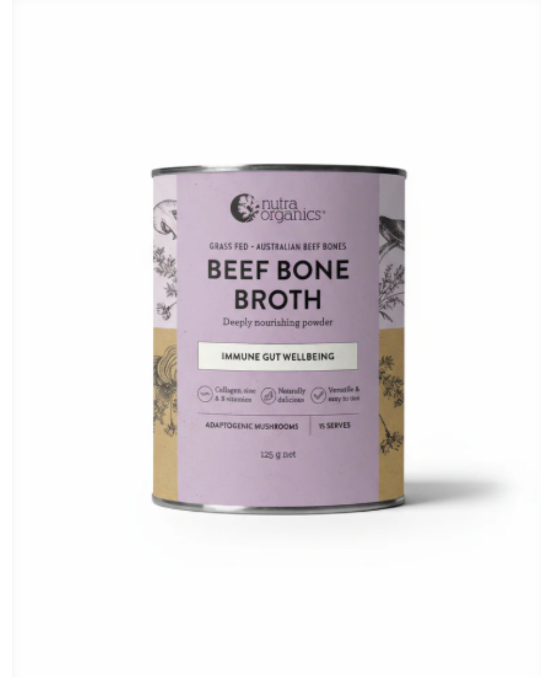 Nutra Organics Beef Bone Broth Hearty Mushroom 125g