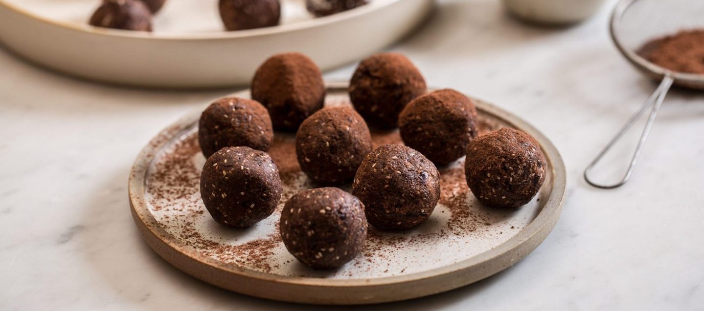 Cherry Ripe Bliss Balls with Chia Seeds