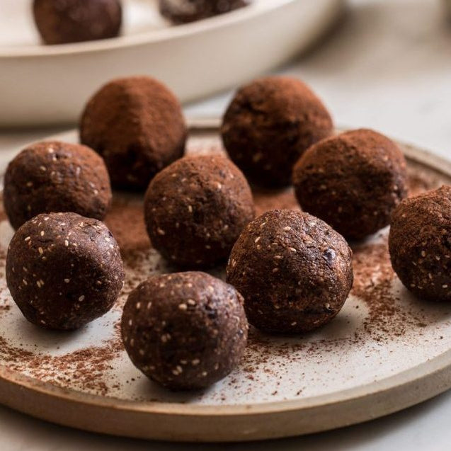 Cherry Ripe Bliss Balls with Chia Seeds