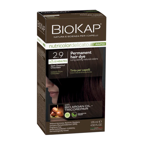 BioKap Delicato Rapid Permanent Hair Dye (Vegan) - Dark Chestnut Chocolate 2.9