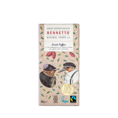 Bennetto Dark Coffee Organic Chocolate Block 80g