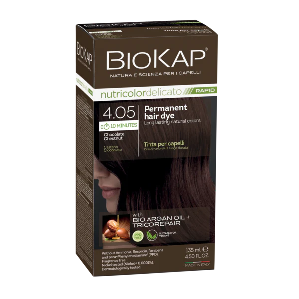 BioKap Delicato Rapid Permanent Hair Dye (Vegan) - Chocolate Chestnut 4.05