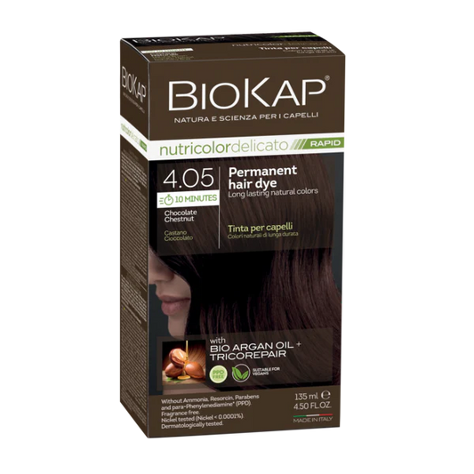 BioKap Delicato Rapid Permanent Hair Dye (Vegan) - Chocolate Chestnut 4.05