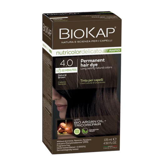 BioKap Delicato Rapid Permanent Hair Dye (Vegan) -  Natural Brown 4.0
