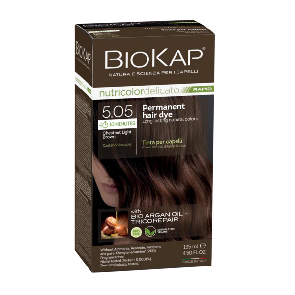 BioKap Delicato Rapid Permanent Hair Dye (Vegan) - Natural Chestnut Brown 5.05