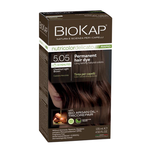 BioKap Delicato Rapid Permanent Hair Dye (Vegan) - Natural Chestnut Brown 5.05