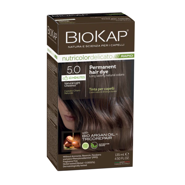 BioKap Delicato Rapid Permanent Hair Dye (Vegan) - Natural Light Chestnut 5.0