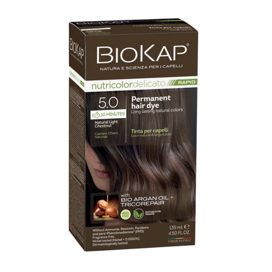 BioKap Delicato Rapid Permanent Hair Dye (Vegan) - Natural Light Chestnut 5.0