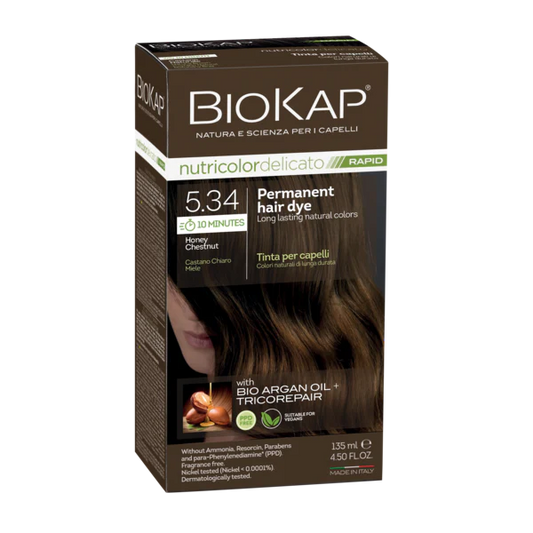 BioKap Delicato Rapid Permanent Hair Dye (Vegan) - Honey Chestnut 5.34