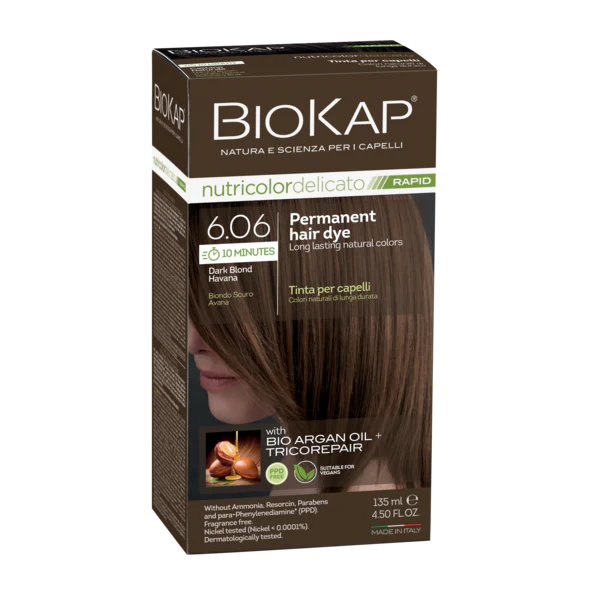 BioKap Delicato Rapid Permanent Hair Dye (Vegan) -  Dark Blond Havana 6.06