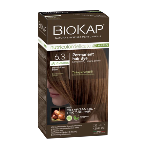 BioKap Delicato Rapid Permanent Hair Dye (Vegan) - Dark Golden Blond 6.3