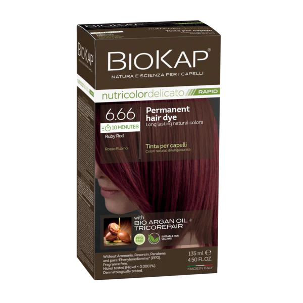 BioKap Delicato Rapid Permanent Hair Dye (Vegan) - Rubin Red 6.66