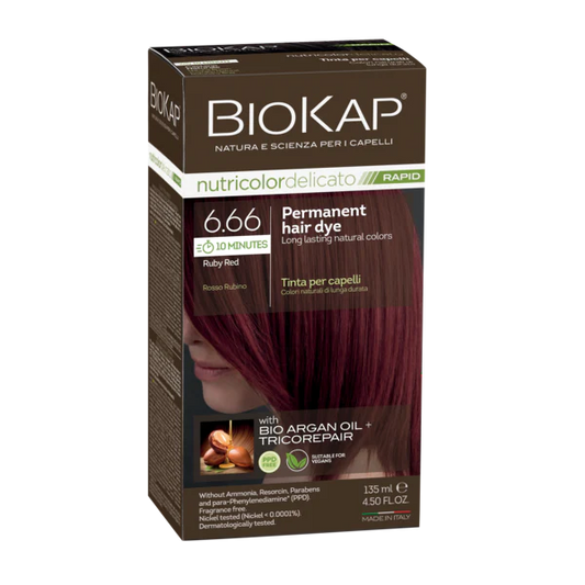 BioKap Delicato Rapid Permanent Hair Dye (Vegan) - Rubin Red 6.66