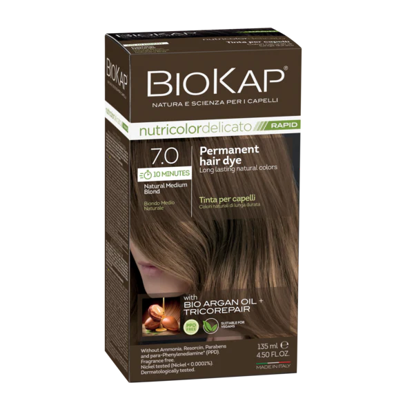 BioKap Delicato Rapid Permanent Hair Dye (Vegan) - Natural Medium Blond 7.0