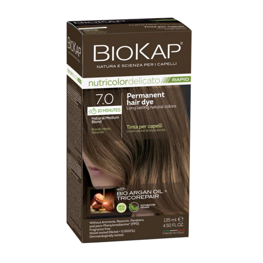 BioKap Delicato Rapid Permanent Hair Dye (Vegan) - Natural Medium Blond 7.0