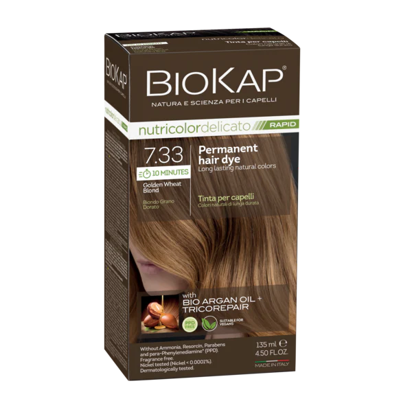 BioKap Delicato Rapid Permanent Hair Dye (Vegan) - Golden Wheat Blond 7.33