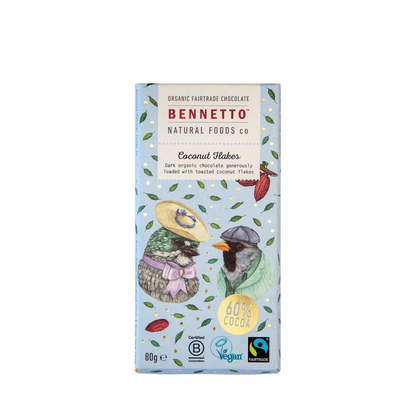 Bennetto Coconut Flakes Organic Chocolate Block 80g