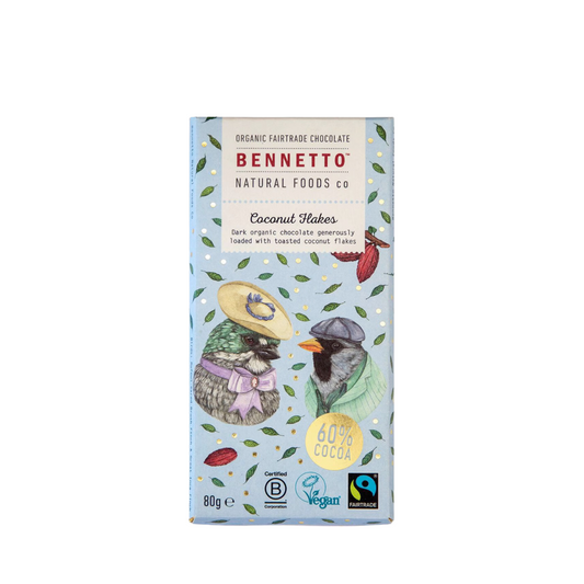 Bennetto Coconut Flakes Organic Chocolate Block 80g