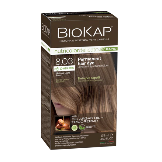 BioKap Delicato Rapid Permanent Hair Dye (Vegan) -  Natural Light Blond 8.03
