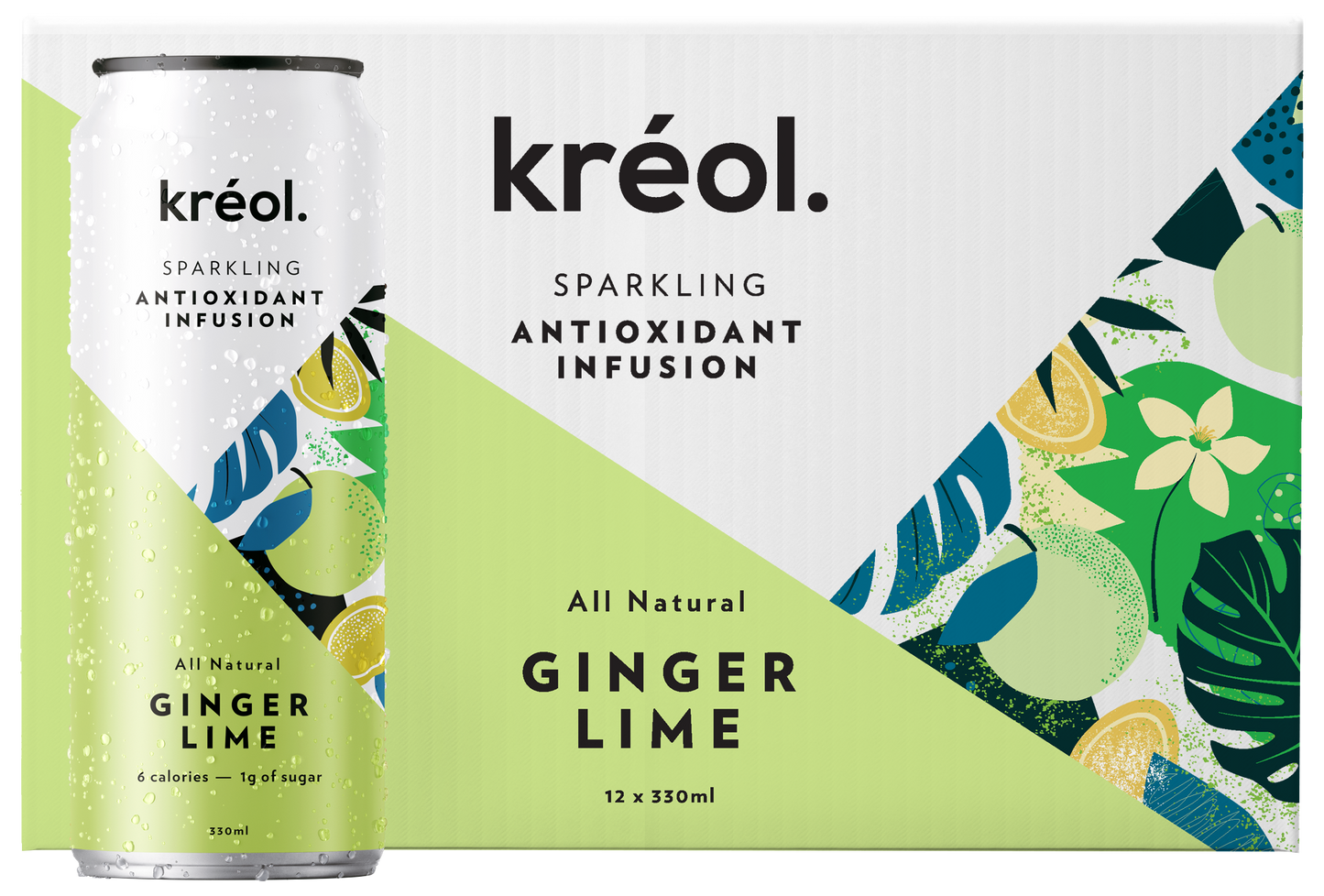 Kreol Sparkling Real Fruit Infusion Ginger Lime 330ml