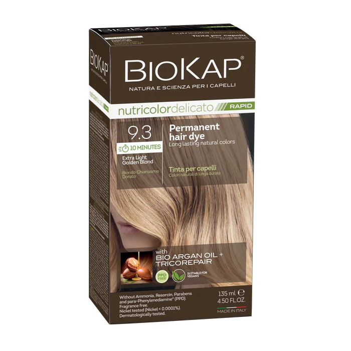 BioKap Delicato Rapid Permanent Hair Dye (Vegan) - 9.3 Light Golden Blond