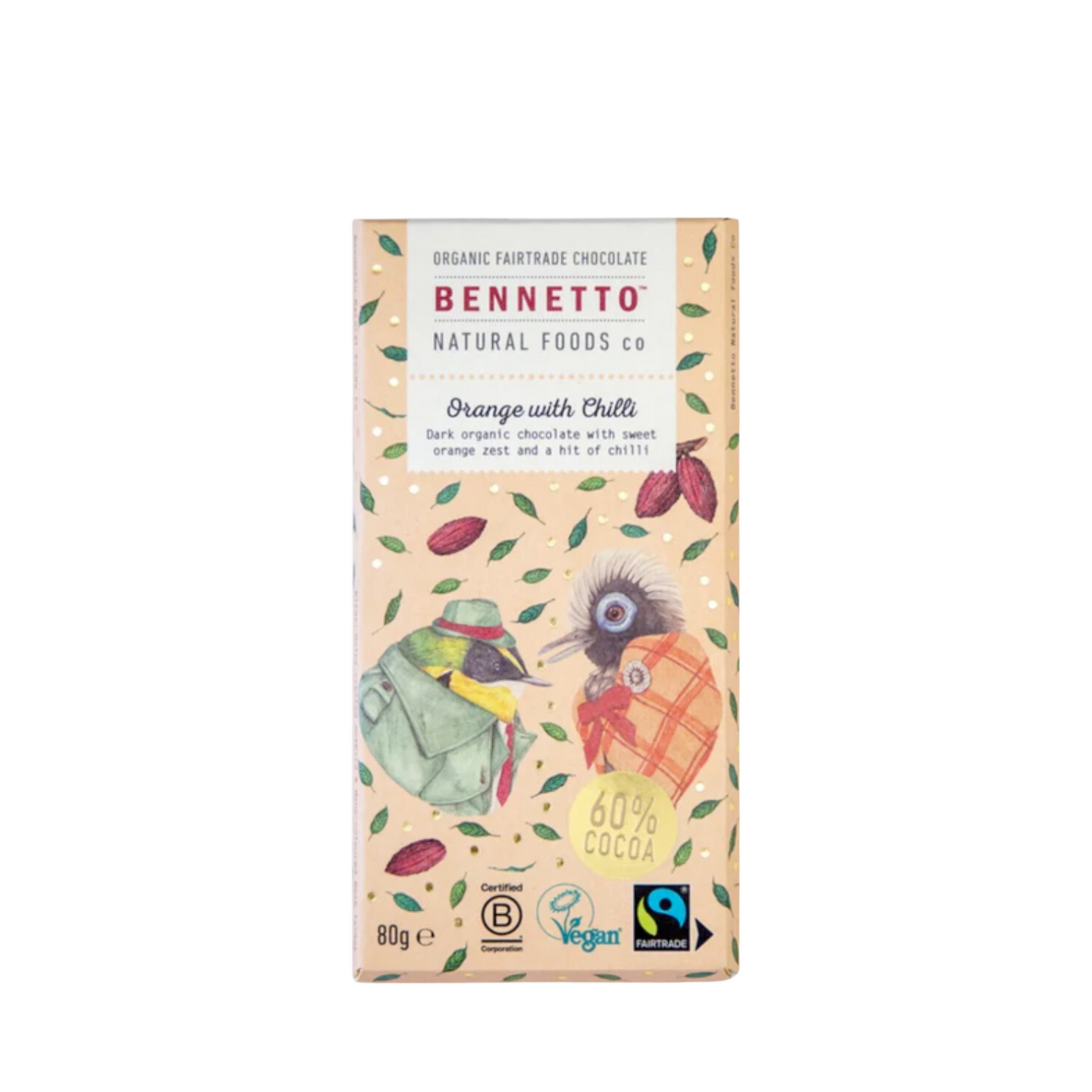 Bennetto Orange with Chilli Organic Chocolate Block 80g