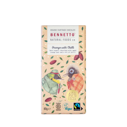 Bennetto Orange with Chilli Organic Chocolate Block 80g