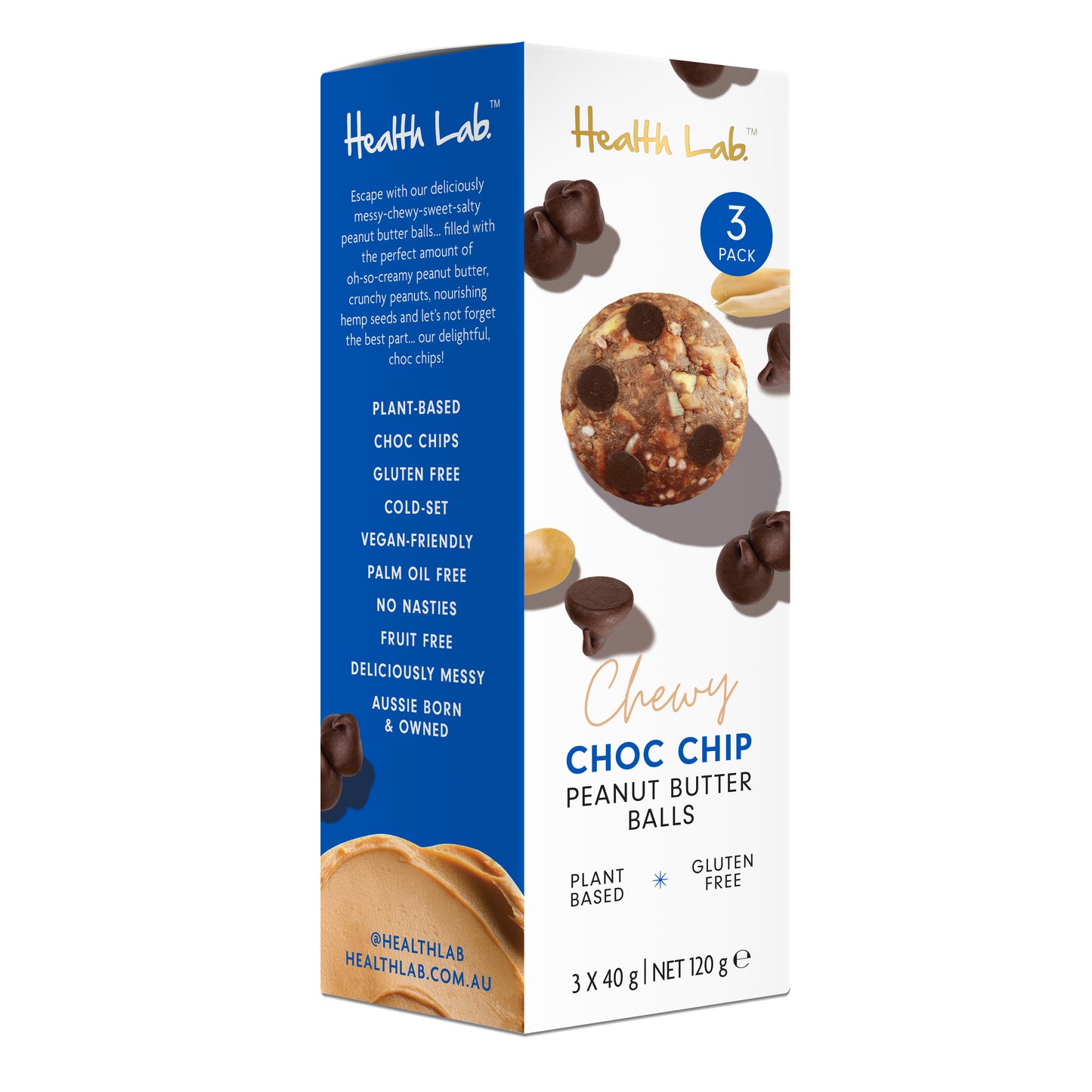 Health Lab Chewy Choc Chip PB Ball 40g