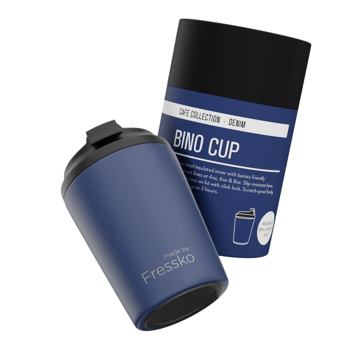 Fressko Bino Reusable Coffee Cup 230ml Denim