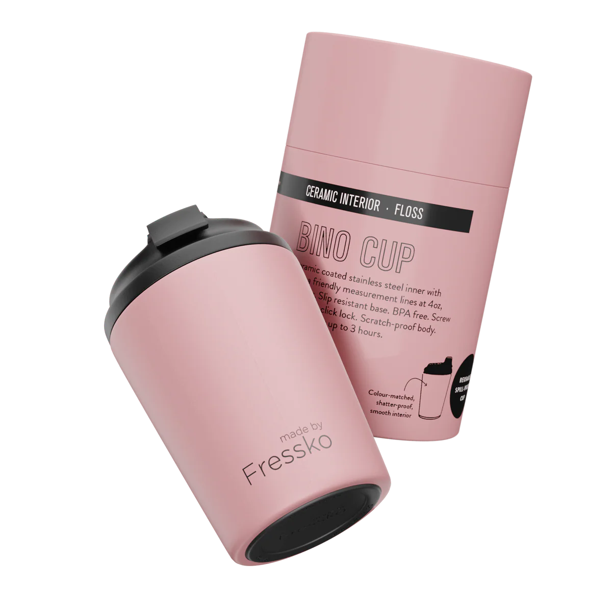 Fressko Bino Reusable Coffee Cup 230mL - Ceramic Lined  Floss