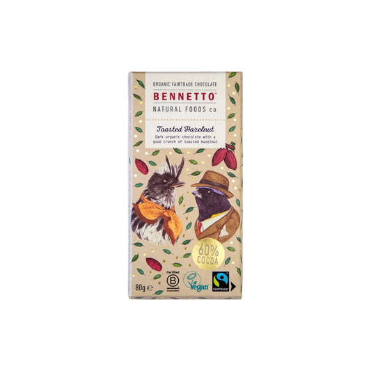 Bennetto Toasted Hazelnut Organic Chocolate Block 80g