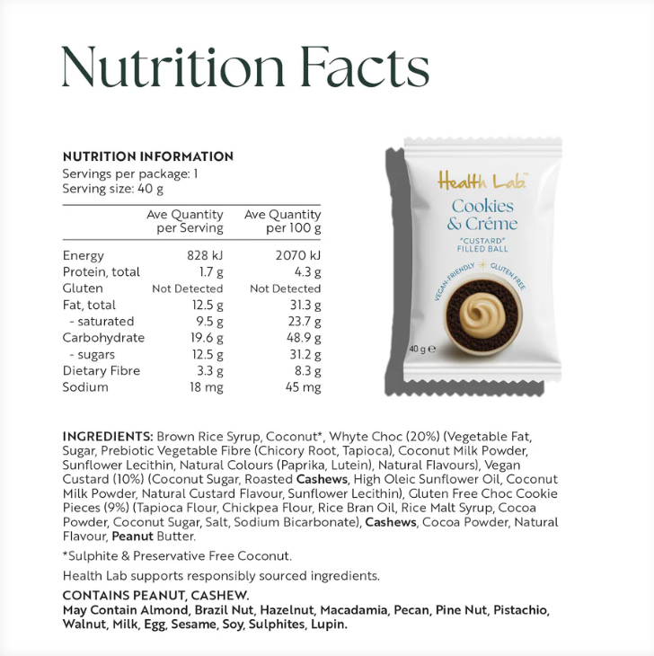 Health Lab Custard Filled Cookies N Creme 40g