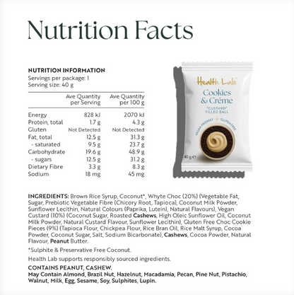 Health Lab Custard Filled Cookies N Creme 40g
