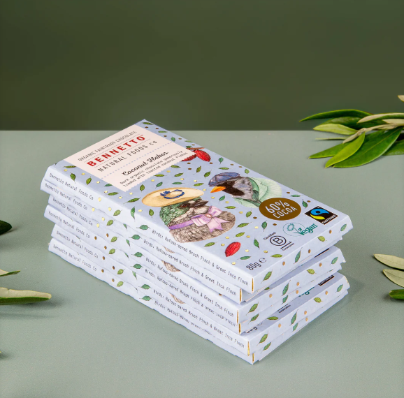 Bennetto Coconut Flakes Organic Chocolate Block 80g